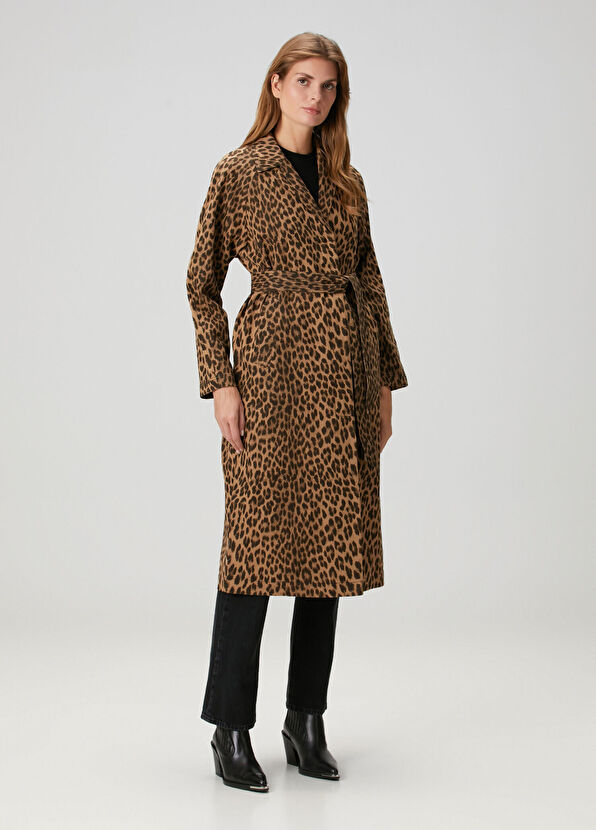 Mentle Leopar Desenli Palto - Görsel 3