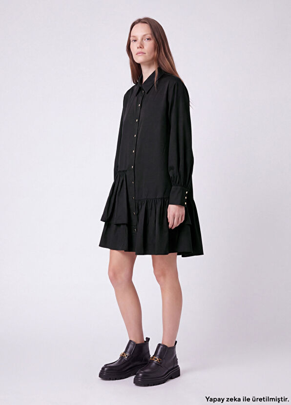 Beymen Club Mini Taffeta Dress With Black Ruffles - 1