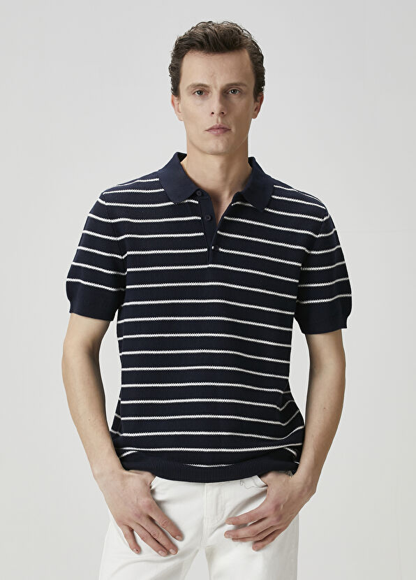 Beymen Club Lacivert Polo Yaka Colorblocked Triko Gömlek - 3