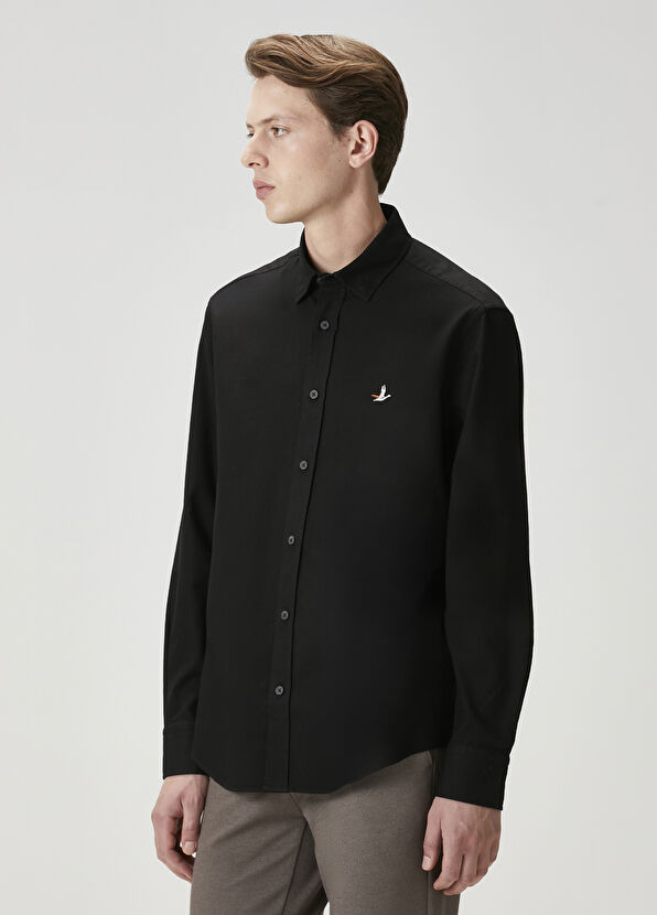 Beymen Club Comfort Fit Black Textured Shirt - 4