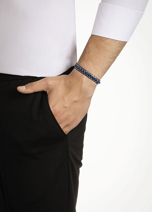 So Chic Hematit Taşlı Lacivert Çelik Erkek Bileklik - 4