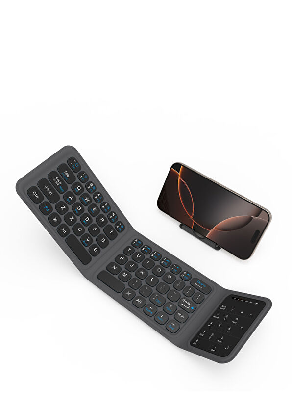 Wiwu FMK-05 Grey Foldable Bluetooth Keyboard and Desk Phone Stand - 2