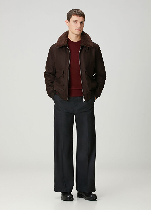 Sandro Kahverengi Yün Aviator Ceket - 2