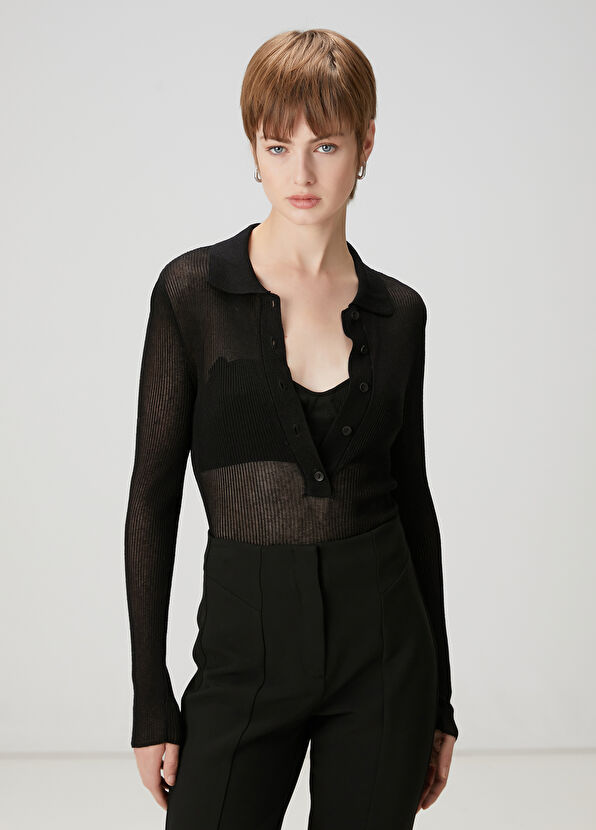 Beymen Club Siyah İnce Polo Kazak - 1