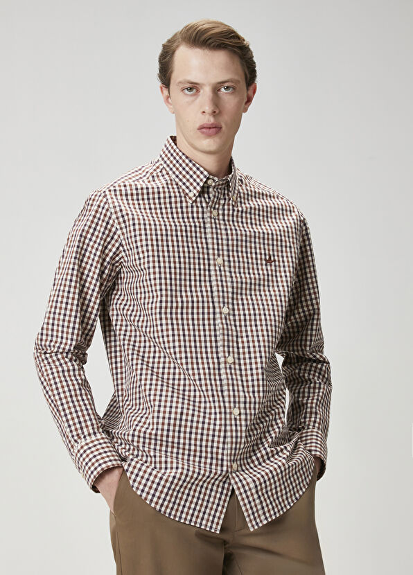 Beymen Club Kahverengi Pötikare Desenli Gömlek - 1