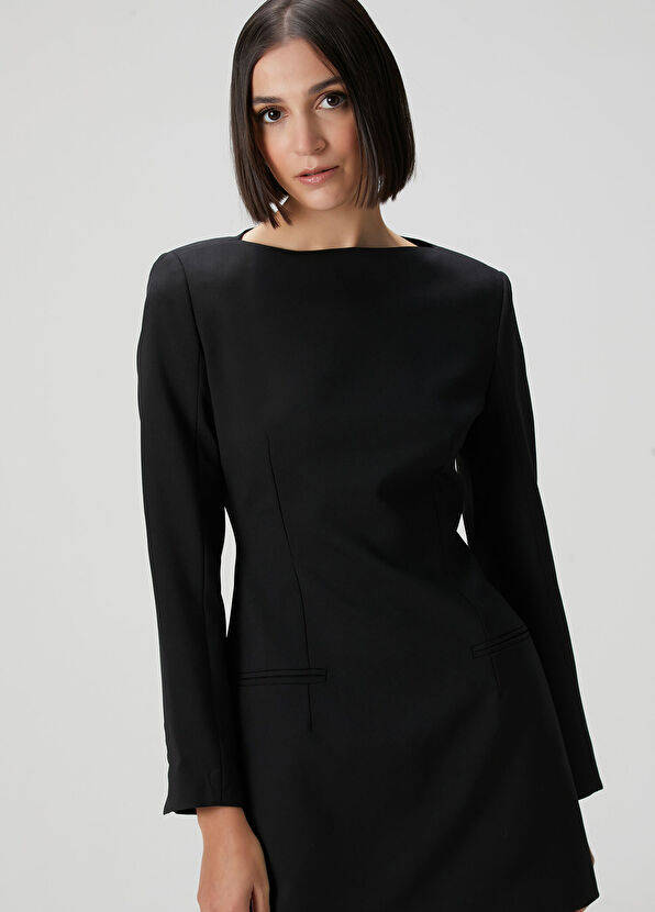 Siyah Mini Elbise - Görsel 6