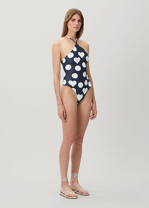 Jacquemus Bastide Lacivert Beyaz Kalp Baskılı Mayo - 1