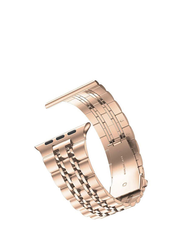 Bikordon Apple Watch Uyumlu 44/45/46/49 mm Beads Loop Rose Gold Çelik Kordon - 1