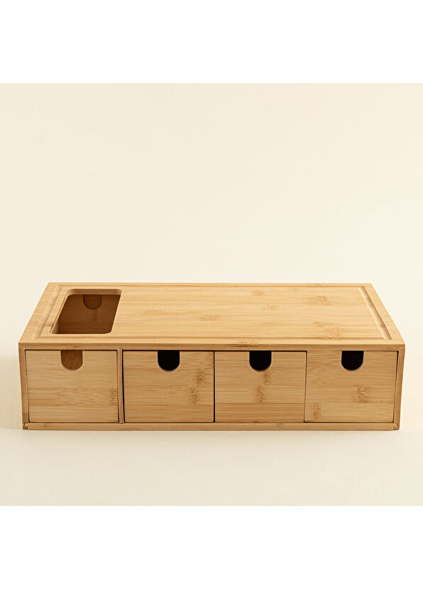 Chakra Ravva  Natural Saklama Kutulu Bambu Kesme Tahtası  - 2