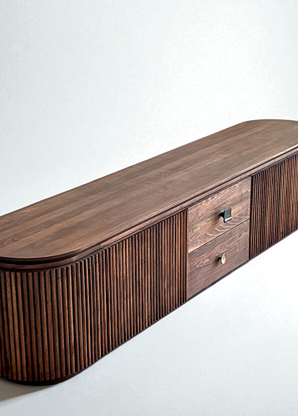 Wood Mood Works Münhani Cocoa Color Solid Wood TV Unit - 4