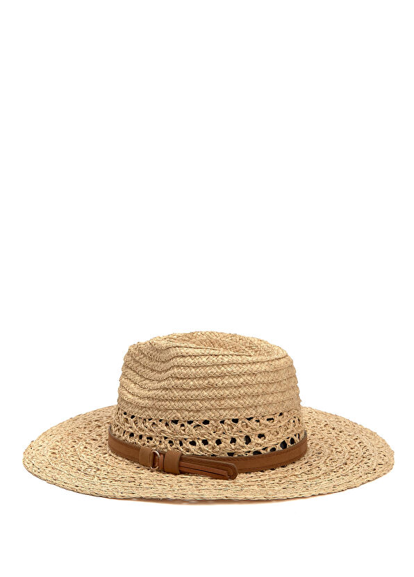 Beymen Club Bej Delikli Kalın Kemerli Kadın Hasır Şapka - 2