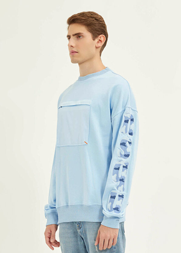 Nasaqu Uru Glacier Blue Oversize Crew Neck Sweatshirt - 2