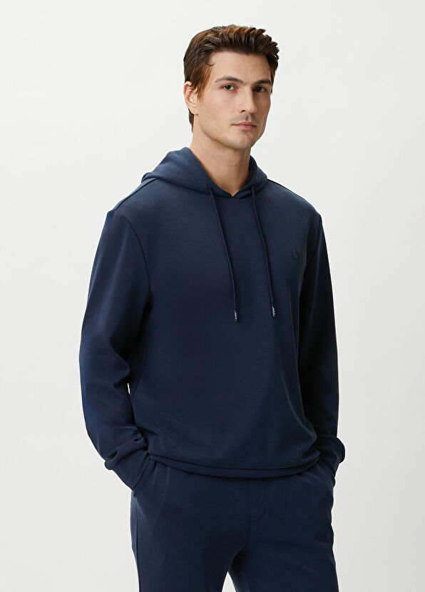 Beymen Club Navy Blue Hooded Modal-Blend Sweatshirt - 2