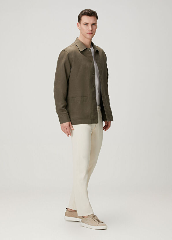 SimpleQloth Qsimple Premium Haki Keten Erkek Ceket - 2