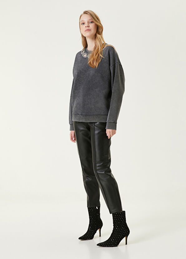 Beymen Club Anthracite Collar Chain-Detailed Sweatshirt - 3