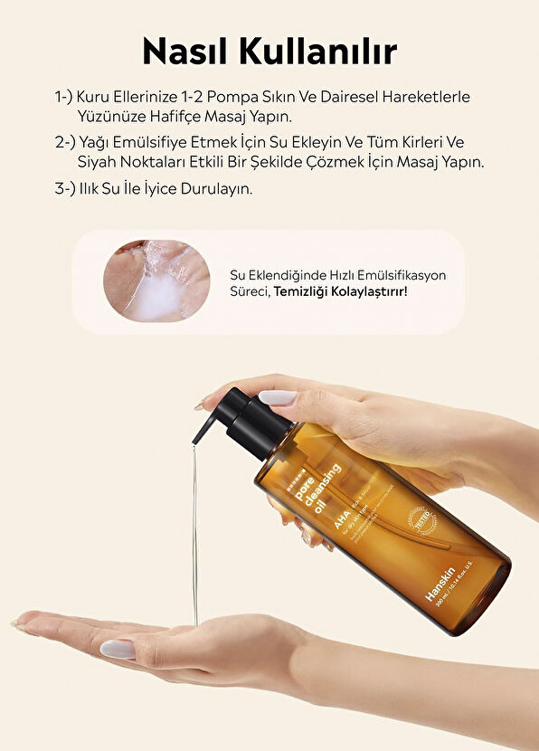 Hanskin Pore Cleansing Oil Aha Kuru Ciltler İçin Gözenek ve Makyaj Temizleme Yağı 300 ml - 3