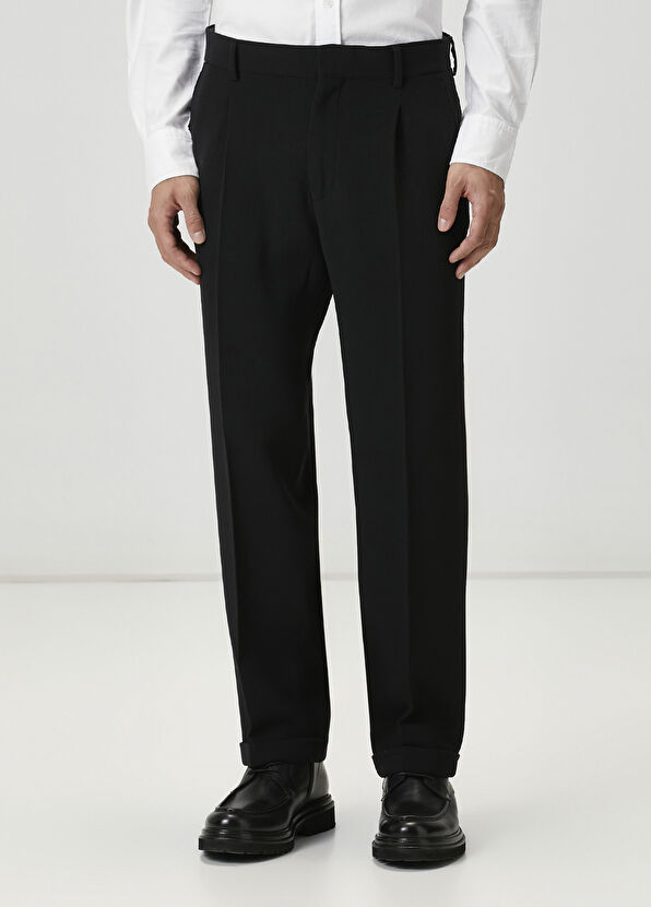 Beymen Club Siyah Pilili Crinckle Yün Pantolon - 2