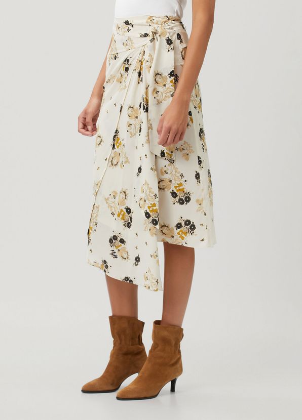Isabel Marant Faniry Ekru Çiçekli Midi İpek Etek - 2