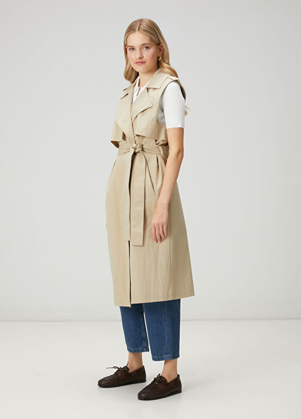 Beymen Club Beige Technical Fabric Long Vest - 4