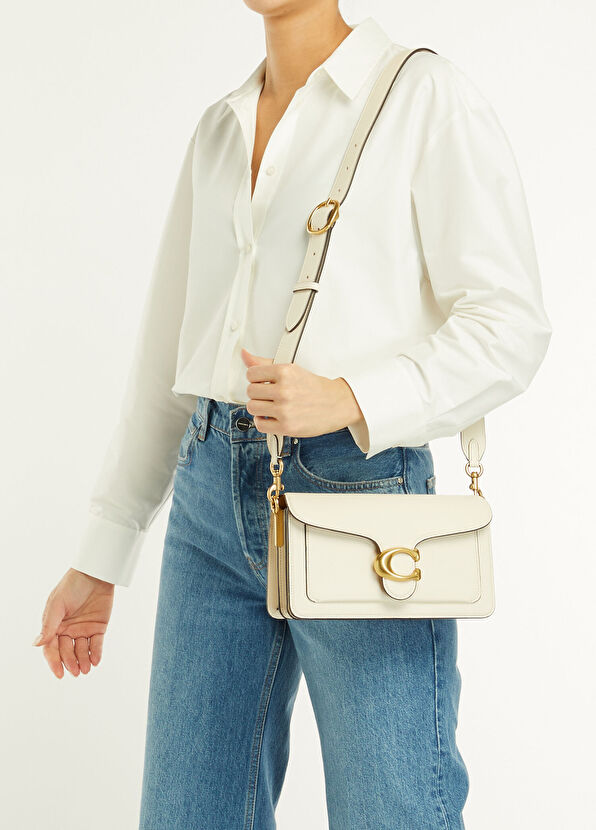 Tabby Kırık Beyaz Kadın Deri Omuz Çantası - Görsel 3