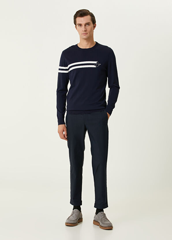 Beymen Club Navy Blue Logo Jacquard Sweater - 3