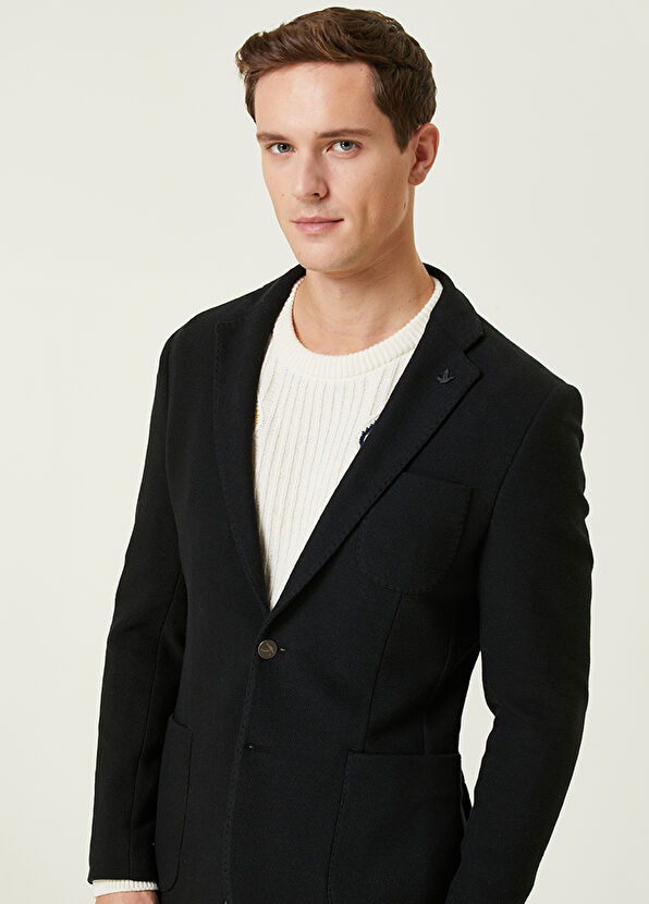 Beymen Club Siyah Dişli Dokulu Örme Blazer - 2