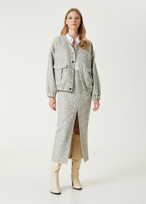 Beymen Club Ekru Tweed Bomber Ceket - 3