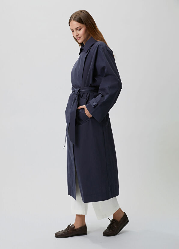 Beymen Club Papertouch Oversize Lacivert Pardösü - 4