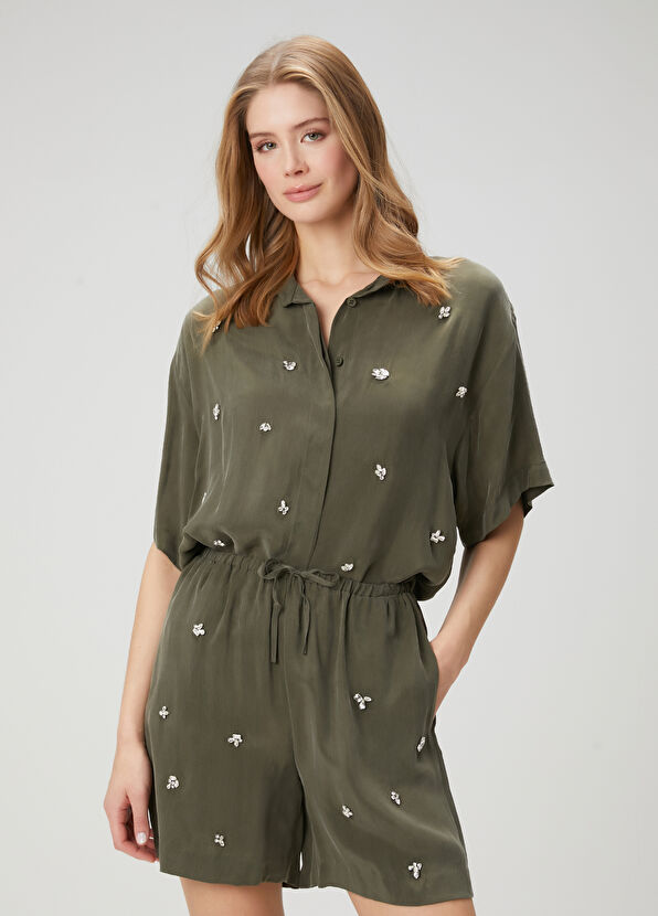 Beymen Club Khaki Stone Accessory Shorts - 1