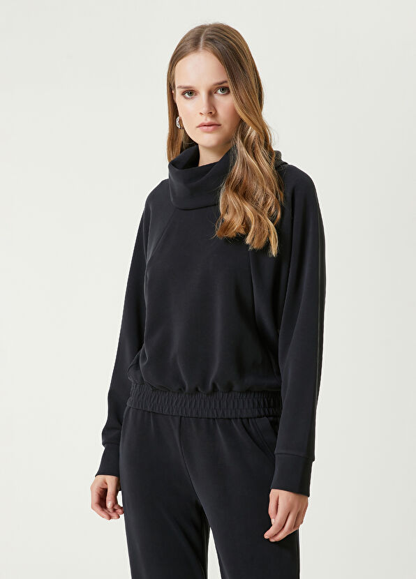 Beymen Club Siyah Dökümlü Yaka Sweatshirt - 4
