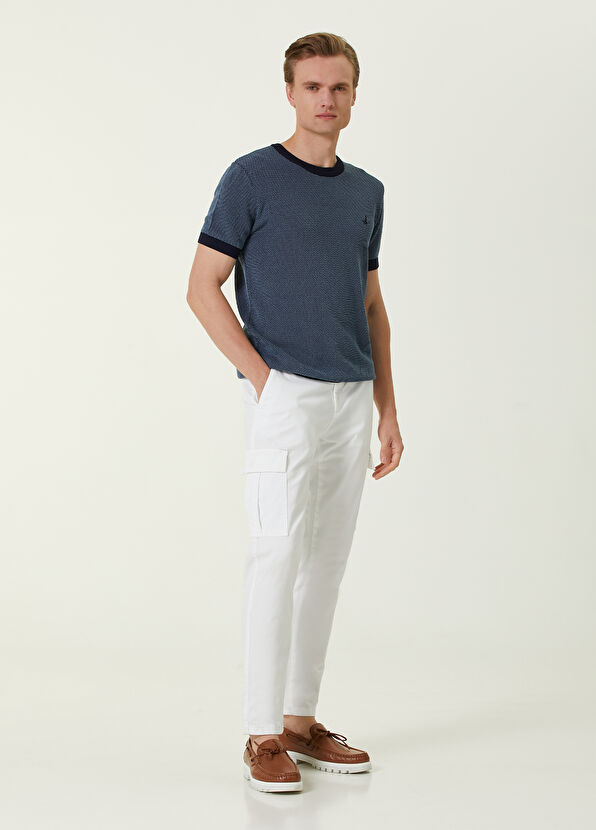 Beymen Club Lacivert Çift Renk Örgü Dokulu Kısa Kol Kazak - 2