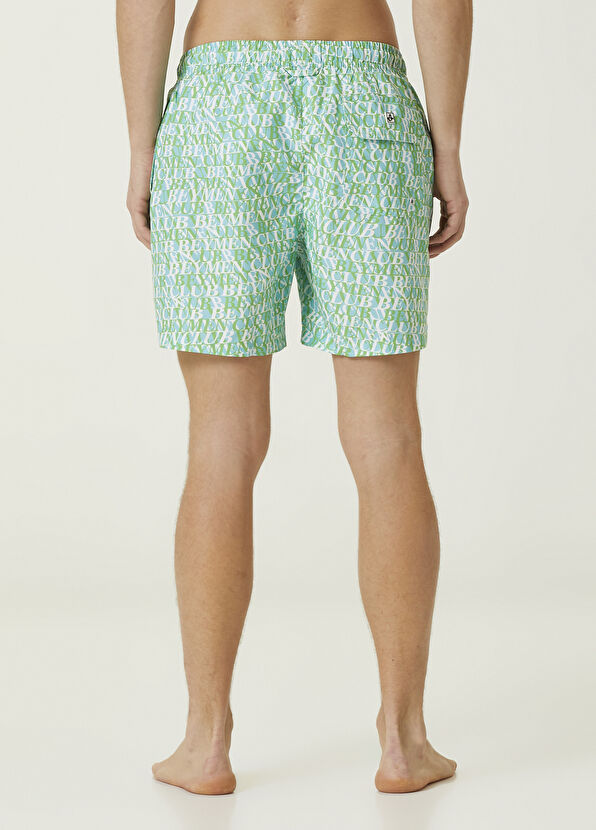 Beymen Club Mint Wavy Logo Print Swimsuit - 3