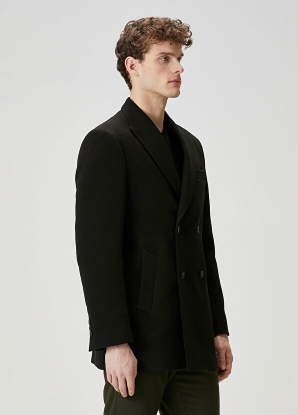 Beymen Club Siyah Kruvaze Kaban - 3