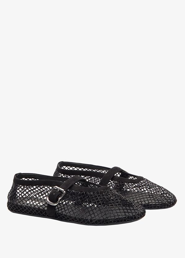 Alaïa Strass Black Mesh Ballet Flats - 1