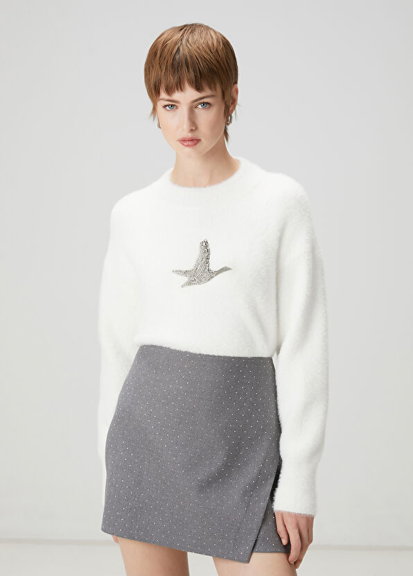 Beymen Club Off-White Crystal Goose Logo Sweater - 1