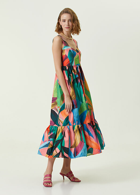 Beymen Club Colorblocked Dev Yaprak Desenli Uzun Elbise - 1