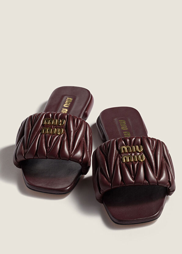 Matelassé Bordo Napa Deri Kadın Terlik - Görsel 5