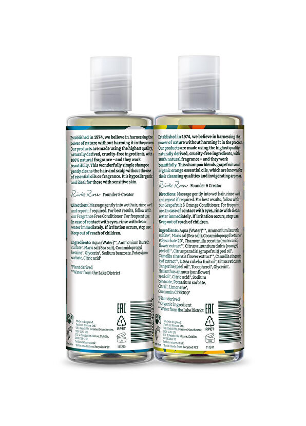 Faith In Nature Greyfurt Portakal %99 Doğal Tazeleyici Saç Kremi ve Şampuan 2x400 ml - 3
