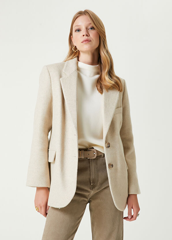 Beymen Club Ecru Patterned Wool Jacket - 1