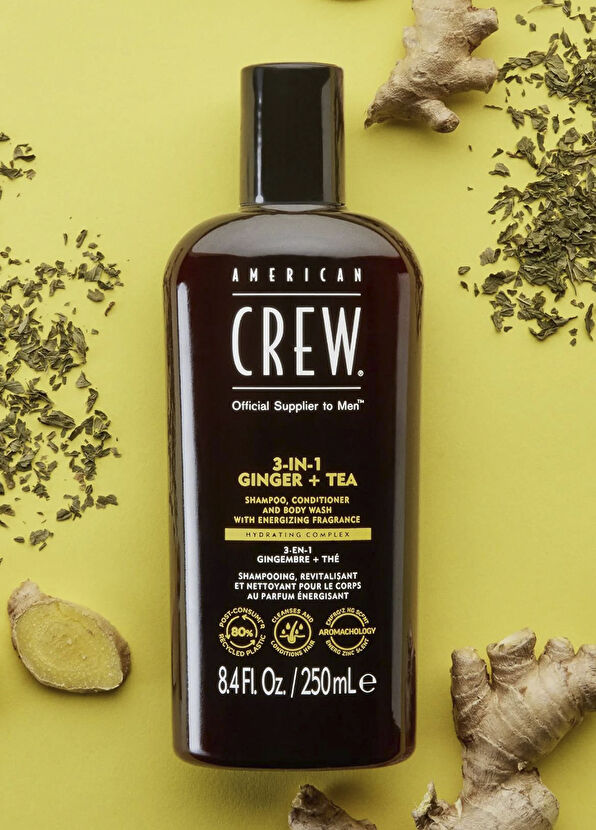 American Crew 3in 1 Ginger + Tea With Energizing Fragrance Erkekler İçin Besleyici Şampuan + Saç Kremi + Vücut Losyonu  250 ml - 4