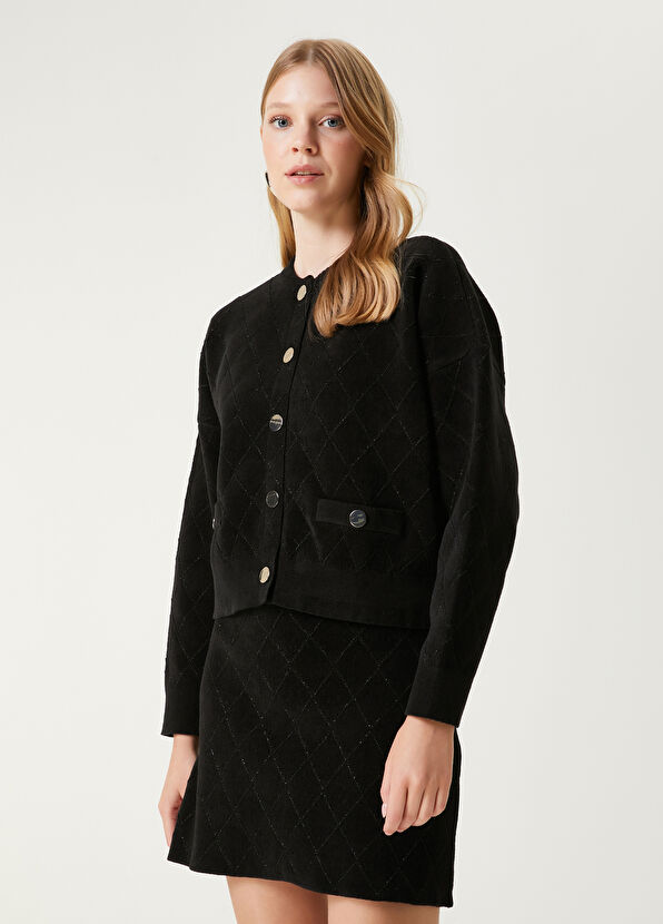 Siyah Simli Triko Hırka Beymen Club Siyah Simli Triko Hırka - 4