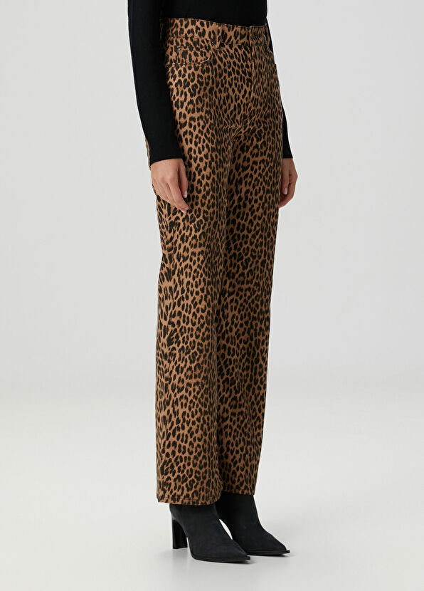 Evy Wide Leg Leopar Desenli Jean Pantolon - Görsel 3