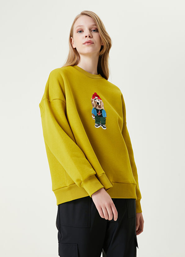 Beymen Club Sarı Bisiklet Yaka Nakışlı Sweatshirt - 1