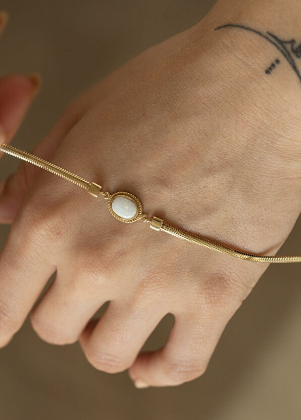 Lovely İtalyan Opal 14 Ayar Kadın Altın Bileklik - Görsel 5