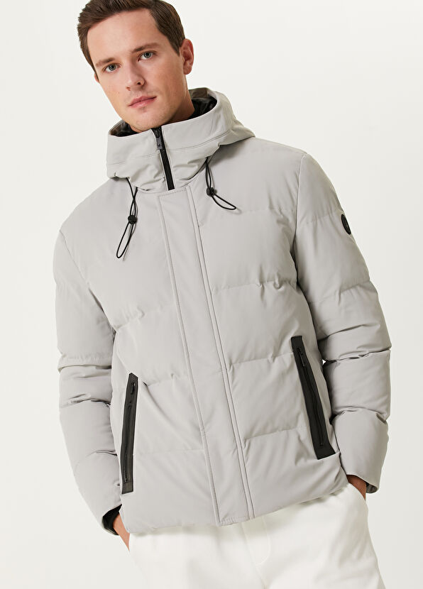 Beymen Club Açık Gri Kapüşonlu Puff Mont - 2
