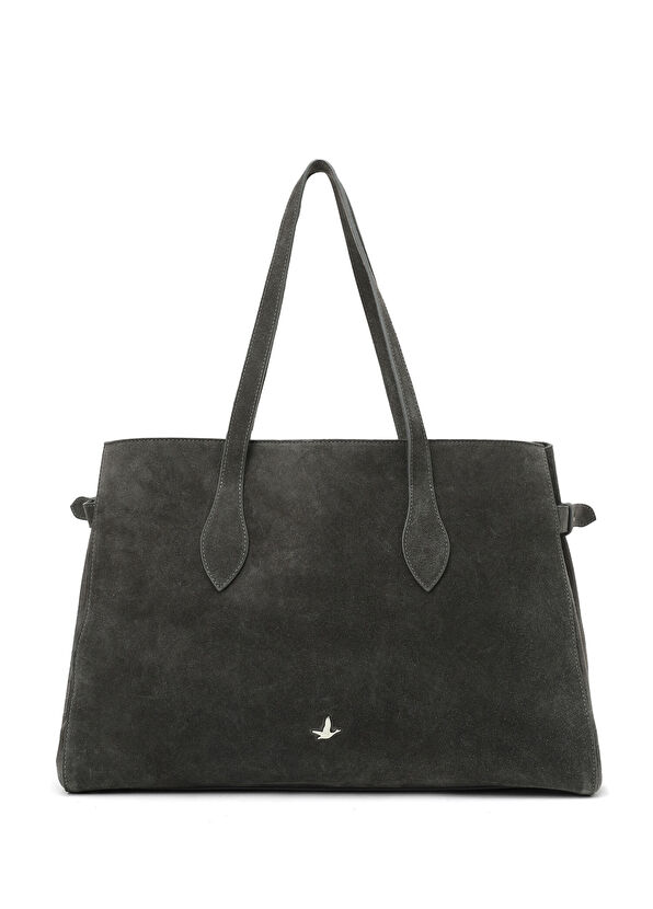 Beymen Club Anthracite Women's Large Suede Bag - 1