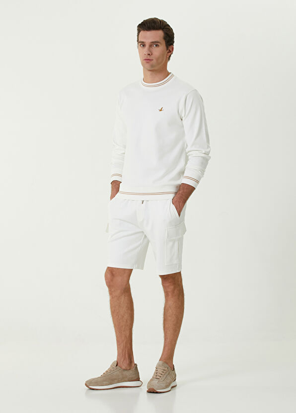 Beymen Club Beyaz Beli Kordonlu Kargo Jersey Şort - 1
