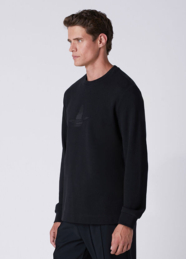 Beymen Club Comfort Fit Black Goose Artwork Long Sleeve Tshirt - 4