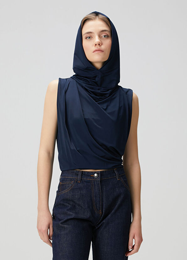 Magda Butrym Lacivert Drapeli Bluz - 1