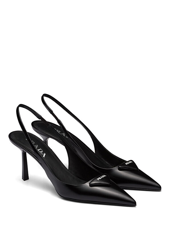 Prada Brushed Leather Slingback Heels - 2